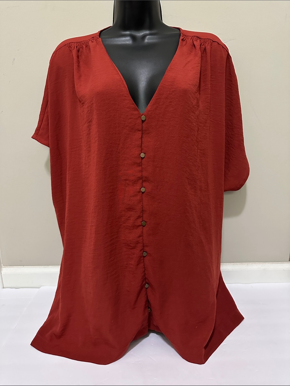 Maurices Rust Red V-Neck Button Front Blouse